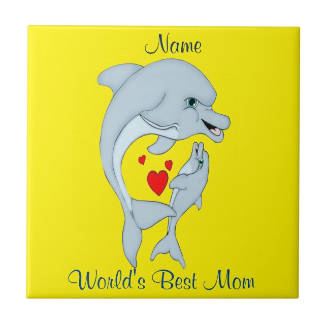 Azulejo De Cerâmica Motherly Dolphin Love (Frente)