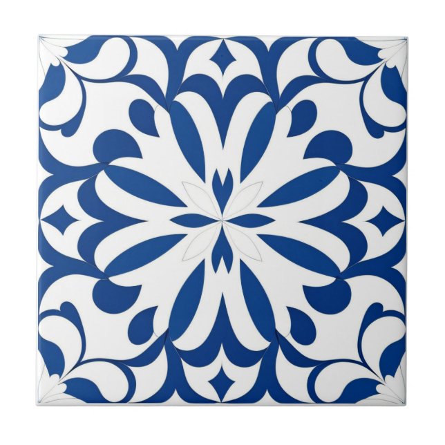Azulejo De Cerâmica Motif bleu sur fond blanc (Frente)