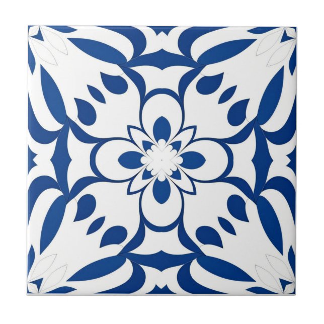 Azulejo De Cerâmica Motif bleu sur fond blanc (Frente)