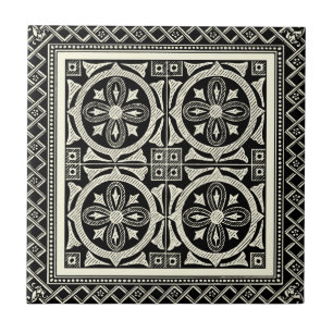 Azulejo De Cerâmica Motif de Mandala Preto e Branco por Vision Studio