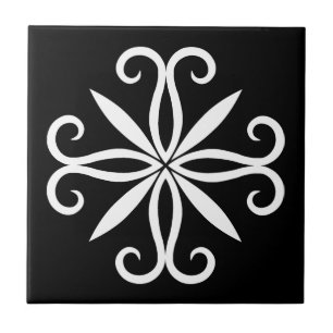 Azulejo De Cerâmica Motif esbranquiçado e elegante a preto