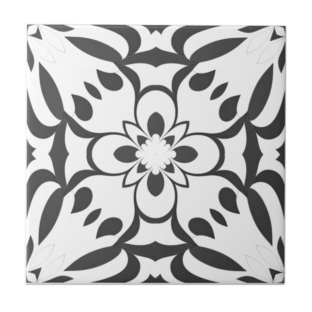 Azulejo De Cerâmica Motif noir sur fond blanc (Frente)