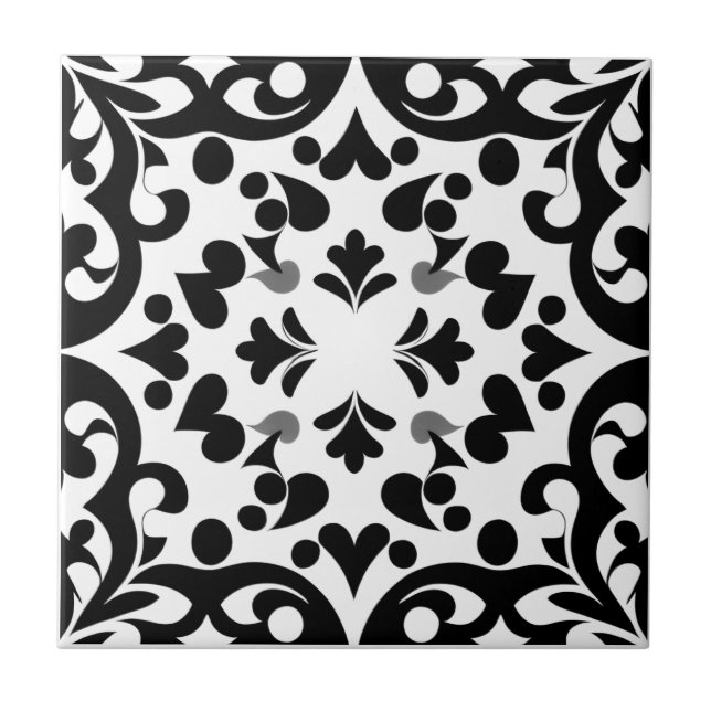 Azulejo De Cerâmica Motif noir sur fond blanc (Frente)