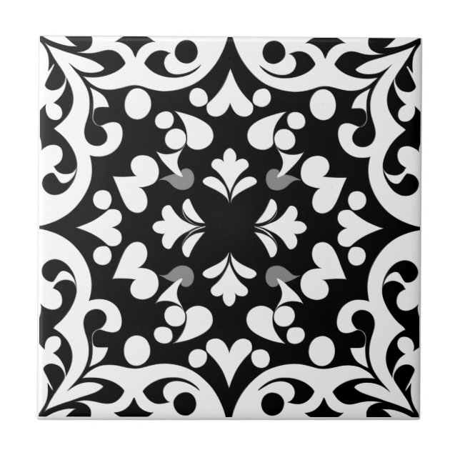 Azulejo De Cerâmica Motif noir sur fond blanc (Frente)