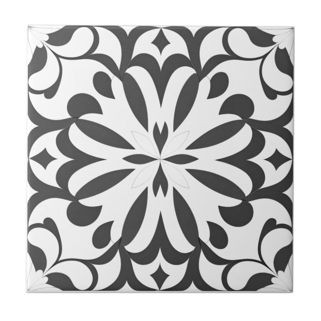 Azulejo De Cerâmica Motif noir sur fond blanc (Frente)