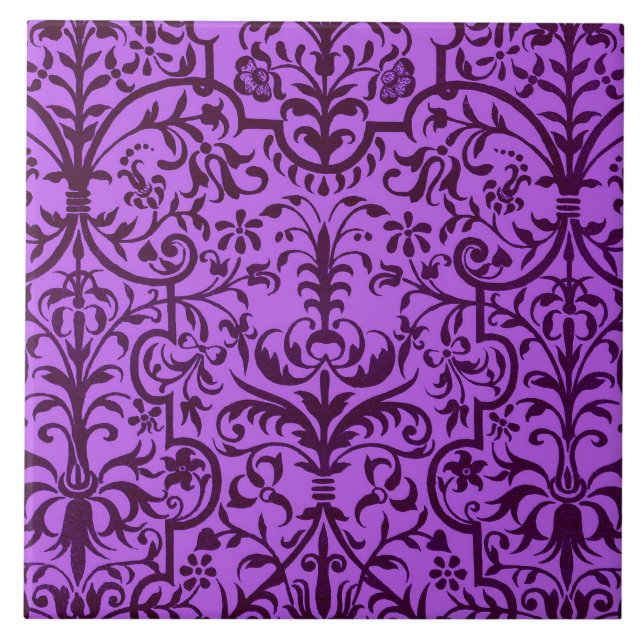 Azulejo De Cerâmica Motif vitoriano em roxo (Frente)