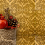 Azulejo De Cerâmica Motifs Dourados Geométricos Simétricos Floral e Fo<br><div class="desc">Esse azulejo cerâmico apresenta um design complexo e detalhado que é cativante e elegante. O azulejo apresenta uma matiz quente de ouro como sua cor base, que é graciosamente contrastada por intrincados contornos escuros. Esses contornos formam um padrão simétrico de motivos florais e folhosos que se espalham uniformemente pelo azulejo,...</div>