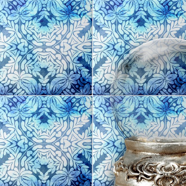 Azulejo De Cerâmica Motifs White Leafy Clássicos e Elementos Florais (Criador carregado)