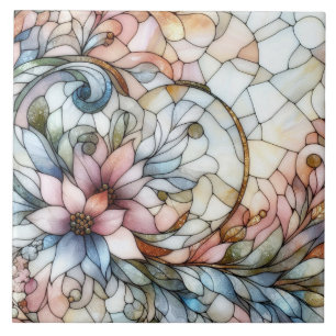 Azulejo De Cerâmica Motivo de flor de vitral