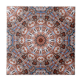 Azulejo De Cerâmica Motivo de Mandala em Tons Neutros