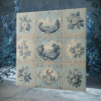Azulejo De Cerâmica Motivo Floral Rústico Country em Tons Mudos Desgas
