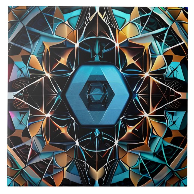 Azulejo De Cerâmica Motivos para padrões geométricos decorativos (Frente)