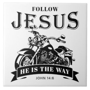 Azulejo De Cerâmica Motocicleta Christian Biker John 14:6 Siga Jesus