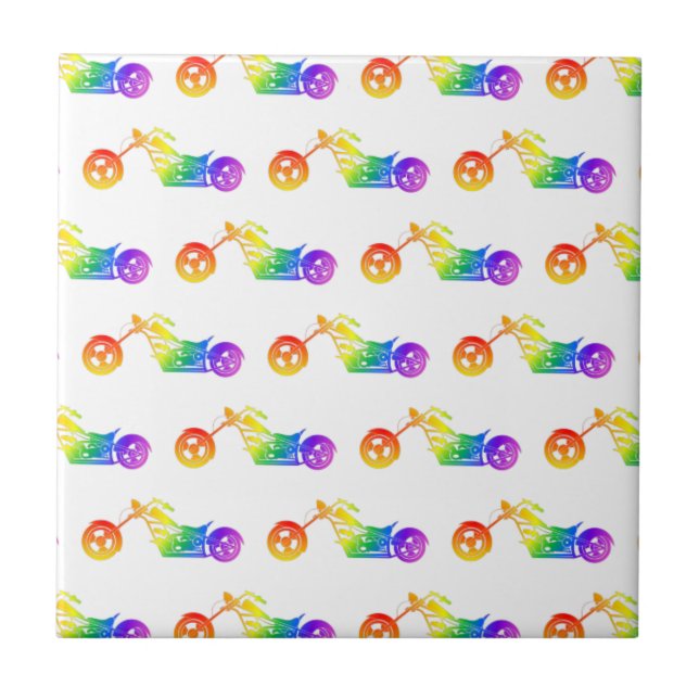 Azulejo De Cerâmica Motociclo Arco-íris (Frente)