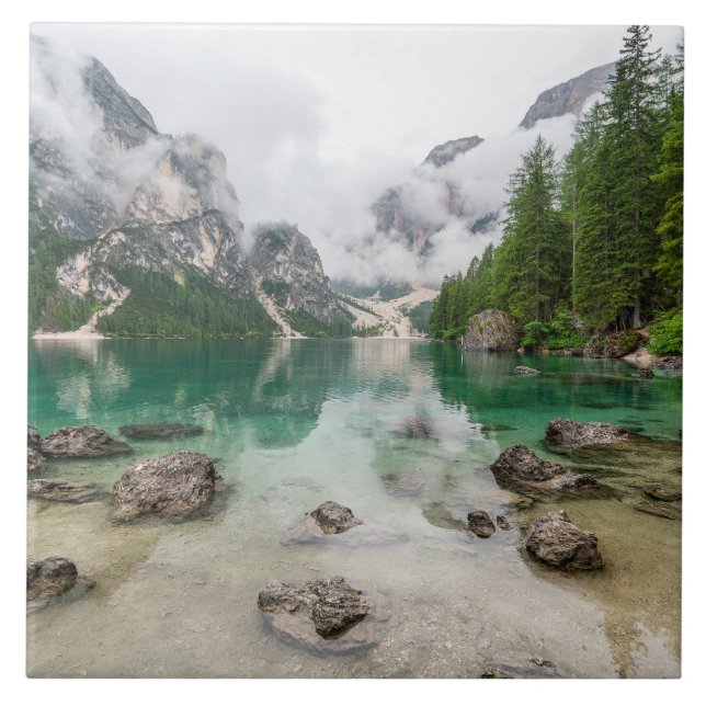 Azulejo De Cerâmica Mountain Lake View (Frente)