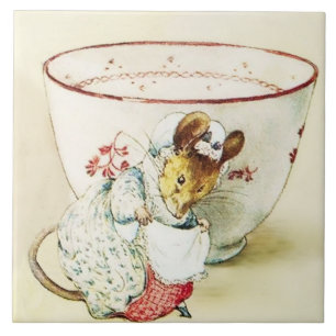 Azulejo De Cerâmica "Mouse Seamstress and Teacup" por Beatrix Potter