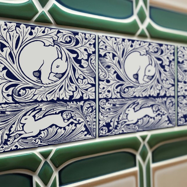 Azulejo De Cerâmica Movimento Artesanatos de Artes Vitorianas Azul (Criador carregado)