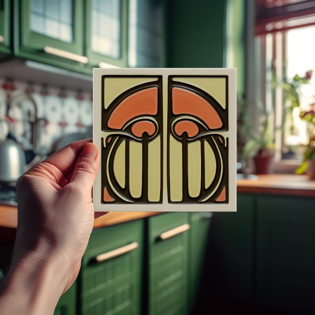 Azulejo De Cerâmica Movimento de Artesanatos de Simetria Floral do Séc (Criador carregado)