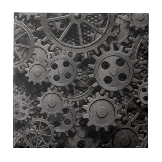 Azulejo De Cerâmica Muitas engrenagens do metal ou peças oxidadas (Frente)