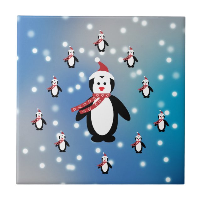 Azulejo De Cerâmica Muitos pinguins (Frente)