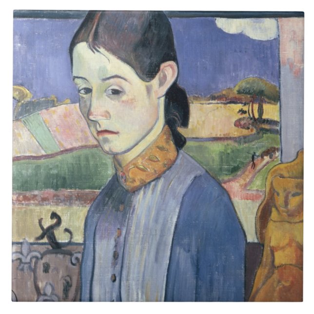Azulejo De Cerâmica Mulher bretão nova, 1889 (óleo em canvas) (Frente)