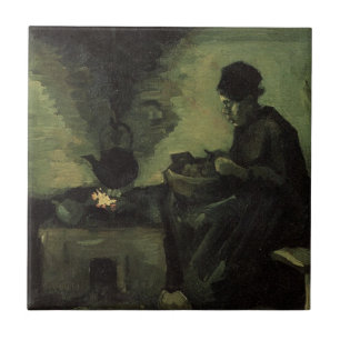 Azulejo De Cerâmica Mulher Camponesa junto à Lareira por Vincent van G