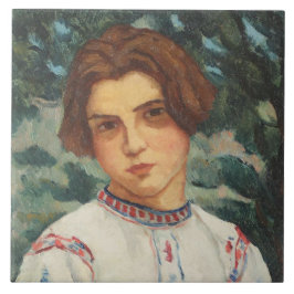 Azulejo De Cerâmica Mulher camponesa romena (por Stefan Dimitrescu)