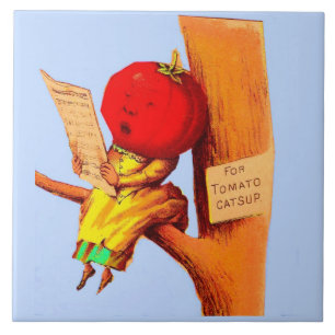 Azulejo De Cerâmica Mulher-chefe de tomate com cartão vitorioso