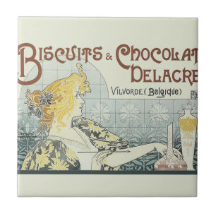 Azulejo De Cerâmica Mulher Chocolate Art Nouveau