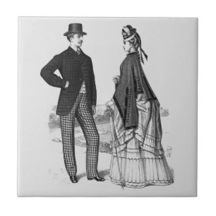 Azulejo De Cerâmica Mulher Cinza Negra Victoriana Elegante