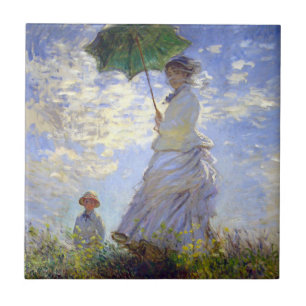 Azulejo De Cerâmica Mulher com Parasol por Claude Monet