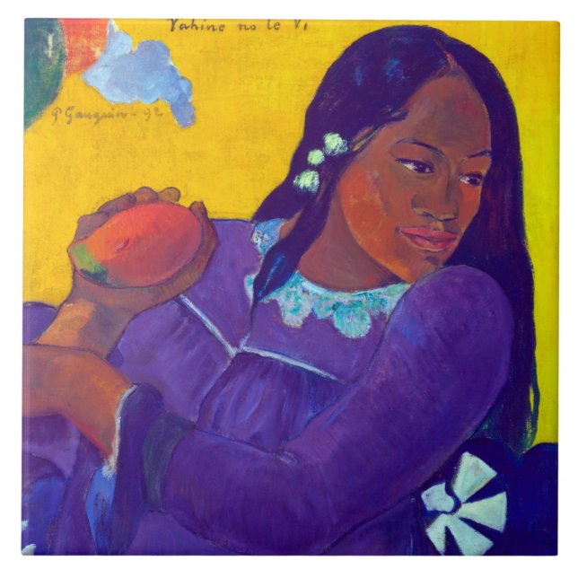Azulejo De Cerâmica Mulher com uma manga, Gauguin (Frente)