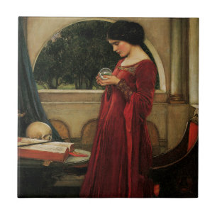 Azulejo De Cerâmica Mulher da Bola de Cristal Pintura de Waterhouse