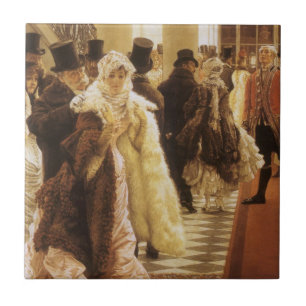 Azulejo De Cerâmica Mulher da Moda por Tissot, Arte Vitoriana Antiga