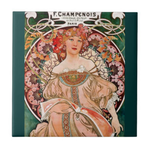 Azulejo De Cerâmica Mulher de Champagne - F. Champenois Imprimeur