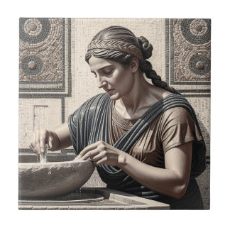 Azulejo De Cerâmica Mulher de Mosaico Grego Antigo Ladrilho de Casa