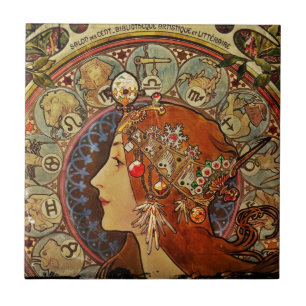 Azulejo De Cerâmica Mulher de Zodiak por Mucha