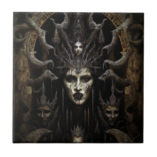 Azulejo De Cerâmica Mulher Demon Monster Horror Art