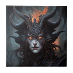 Azulejo De Cerâmica Mulher demônio: Rainha Dark Fantasy Art