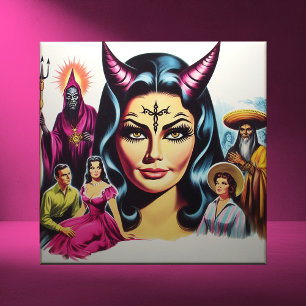 Azulejo De Cerâmica Mulher Diaba Antiga