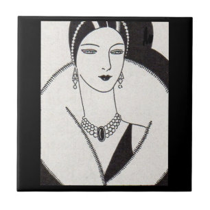 Azulejo De Cerâmica Mulher do Deco de 1928