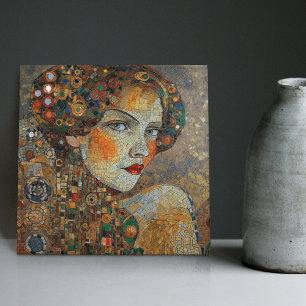 Azulejo De Cerâmica Mulher Edwardiana do Mosaico Gustav Klimt, Fase ou