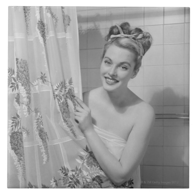 Azulejo De Cerâmica Mulher envolvida acima (Frente)