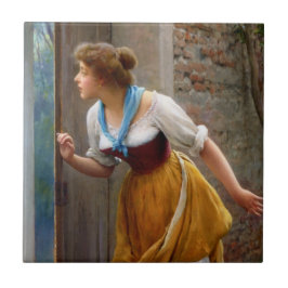 Azulejo De Cerâmica Mulher Espiando (por Eugene de Blaas)
