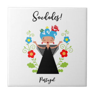Azulejo De Cerâmica Mulher fada cantora de caravela portuguesa