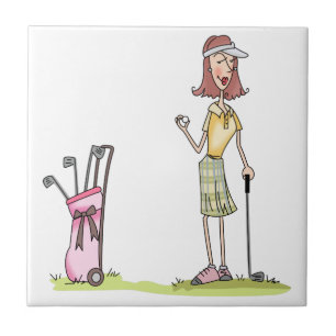 Azulejo De Cerâmica Mulher Golfista