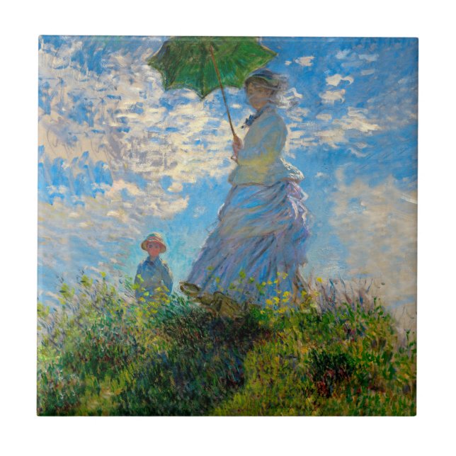 Azulejo De Cerâmica Mulher Guarda-Sol Impressionismo Monet (Frente)