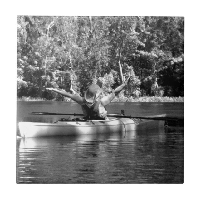 Azulejo De Cerâmica mulher kayak (Frente)