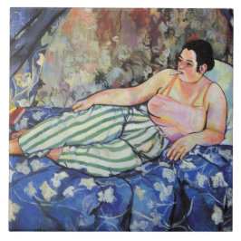 Azulejo De Cerâmica Mulher no quarto azul (por Suzanne Valadon)