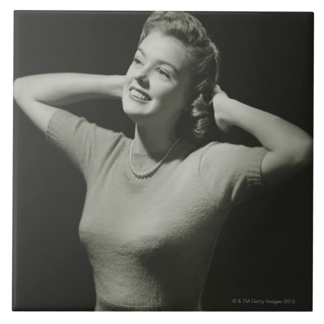 Azulejo De Cerâmica Mulher que relaxa (Frente)